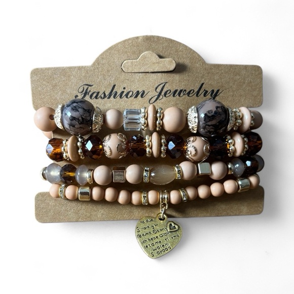 Fashion Jewelry Boho Multi-Tone Beaded Bracelet Set with charm - Picture 6 of 6